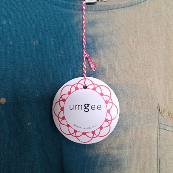 Umgee Splatter Dip Dye Short-slv Linen Cotton Top Boho Relaxed Fit Size S - Picture 5 of 16